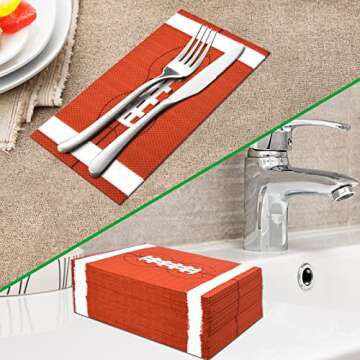 100 Football Napkins Super Bowl Paper Guest Towels 3 Ply Football Party Decorative Guest Napkins Disposable Hand Towels for Bathroom Dinner Home Gameday Sports Fans Birthday Tailgate Parties Supplies