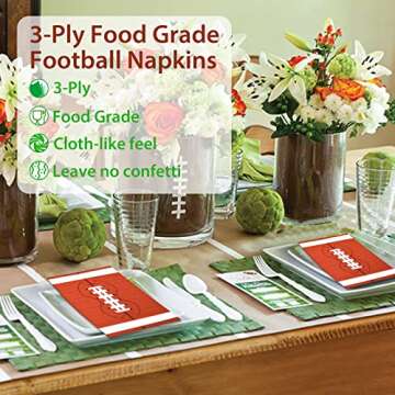100 Football Napkins Super Bowl Paper Guest Towels 3 Ply Football Party Decorative Guest Napkins Disposable Hand Towels for Bathroom Dinner Home Gameday Sports Fans Birthday Tailgate Parties Supplies