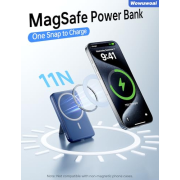 MagSafe Portable Charger, 10000mAh Wireless Power Bank with Stand and PD 20W, USB C Fast Charging Po...