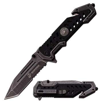 USMC Marine Tactical Folding Pocket Knife G10 Handle Sharp Tanto Blade Spring Assisted Military Kniv...