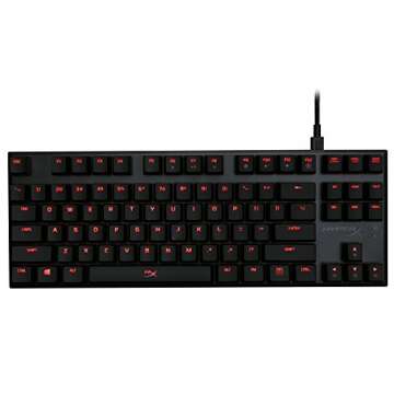 HyperX USB Alloy FPS Pro - Tenkeyless Mechanical Gaming Keyboard - 87-Key, Ultra-Compact Form Factor - Linear & Quiet - Cherry MX Red - Red LED Backlit (HX-KB4RD1-US/R1)