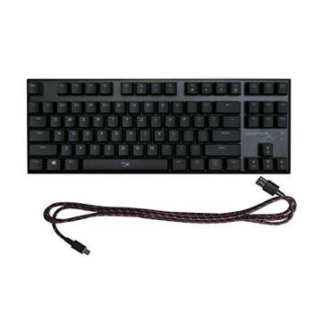 HyperX USB Alloy FPS Pro - Tenkeyless Mechanical Gaming Keyboard - 87-Key, Ultra-Compact Form Factor - Linear & Quiet - Cherry MX Red - Red LED Backlit (HX-KB4RD1-US/R1)