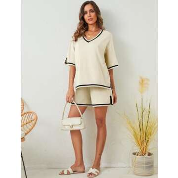 Women Knit Sweater Short Sets 2 Piece Outfits for Casual Elegance