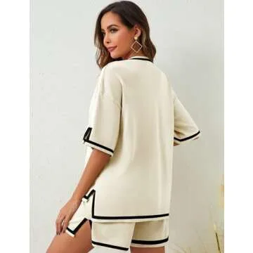Women Knit Sweater Short Sets - Casual Fashion Outfit