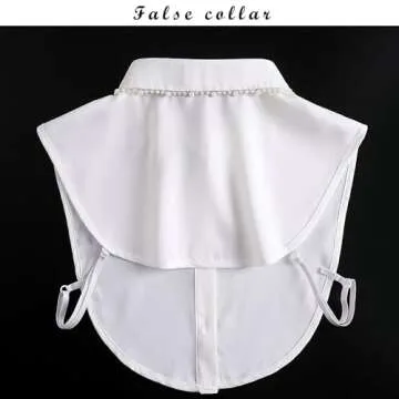 Joyci Woman Decorate Pearl Half Shirt Pure Color False Collar Detachable Faux Collar Dickey (AP01)