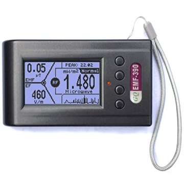 GQ EMF Meter EMF-390 Electromagnetic Radiation Detector 3-in-1 RF Meter 5G Cell Tower WiFi 10G & Dat...