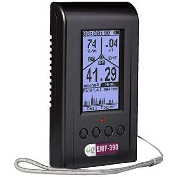 GQ EMF Meter EMF-390 Electromagnetic Radiation Detector 3-in-1 RF Meter 5G Cell Tower WiFi 10G & Data Log 2.5G Spectrum Analyzer Radio Frequency Detector Ghost Hunting Equipment
