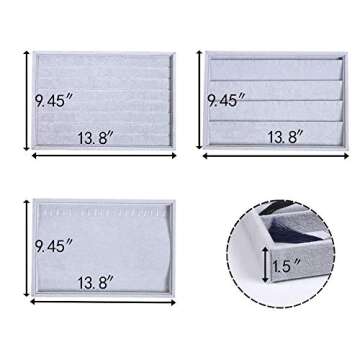 Coward Velvet Stackable Jewelry Organizer For Drawer Jewelry Tray Storage Ring Box Necklace Earring Organizer Bracelet Display Holder,Set of 3(ring+earring+necklace) … …