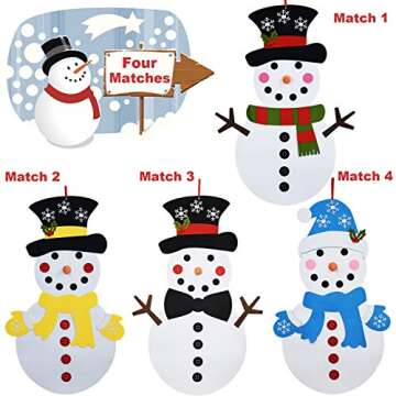 THAWAY DIY Felt Christmas Snowman with 38 Pcs Detachable Ornaments, Xmas Gifts for Kids New Year Handmade Christmas Door Wall Hanging Decorations