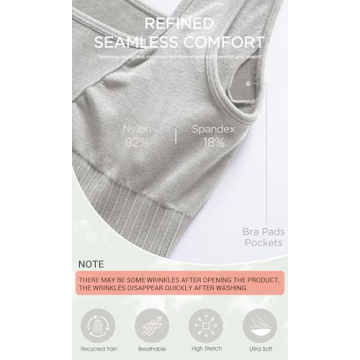 ODODOS Seamless Square Neck Sports Bra for Women Ribbed Crop Tank Casual Low Back Cropped Tops, Stone Washing Grey, X-Small/Small