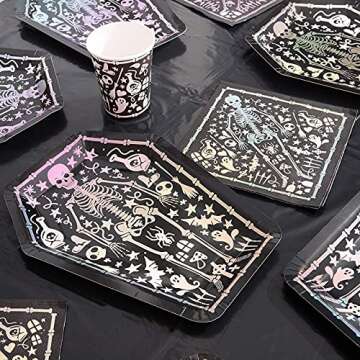 Spooky Central 50 Pack Skeleton Coffin Halloween Paper Napkins, Halloween Party Supplies, Disposable...