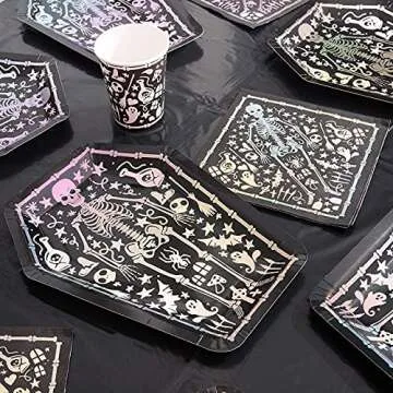 Spooky Central 50 Pack Skeleton Coffin Halloween Paper Napkins, Halloween Party Supplies, Disposable...
