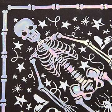 Spooky Central 50 Pack Skeleton Coffin Halloween Paper Napkins, Halloween Party Supplies, Disposable, Bulk, 3-Ply Cocktail Napkins for Skull-Themed Parties and Events, Absorbent and Soft (6.5 In)