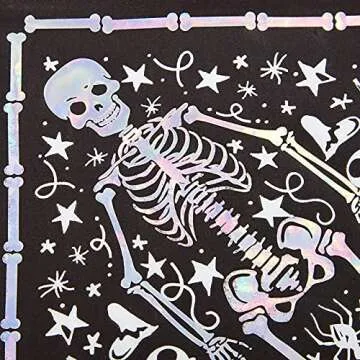 Spooky Central 50 Pack Skeleton Coffin Halloween Paper Napkins, Halloween Party Supplies, Disposable, Bulk, 3-Ply Cocktail Napkins for Skull-Themed Parties and Events, Absorbent and Soft (6.5 In)