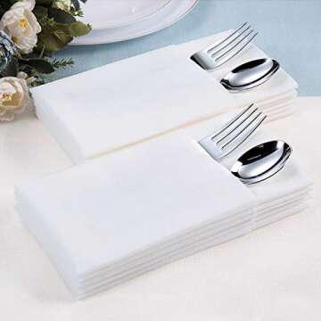 FOCUSLINE 200 Disposable Bathroom Napkins, Linen-Feel Paper Guest Towels, Soft and Absorbent Paper Hand Towels Party Napkins for Bathroom, Kitchen, Dinner, or Event, White, 12" x 17"