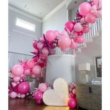 Bezente Pink Balloons Set,60pcs 12 inch Metallic Pearl Pink, Hot & Pastel Pink Latex Balloons Kit for Birthday,Wedding,Baby Shower,Princess Theme Party Decorations