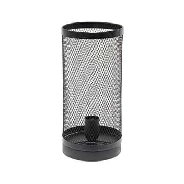 Simple Designs LT1075-BLK Black Mesh Cylindrical Steel Table Lamp