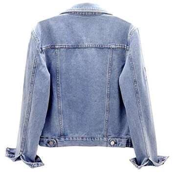 SCOFEEL Women's Star Embroidered Jean Jackets Boyfriend Oversized Denim Jacket Coat