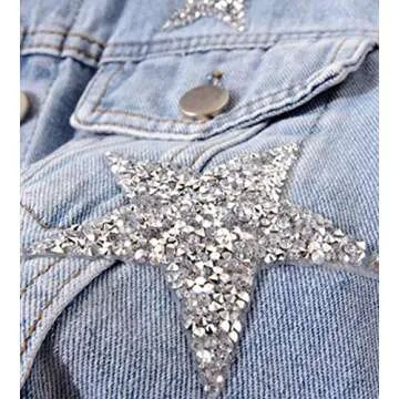 SCOFEEL Women's Star Embroidered Jean Jackets Boyfriend Oversized Denim Jacket Coat