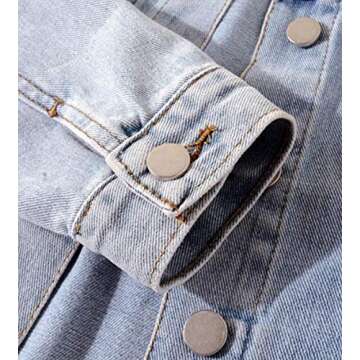 SCOFEEL Women's Star Embroidered Jean Jackets Boyfriend Oversized Denim Jacket Coat