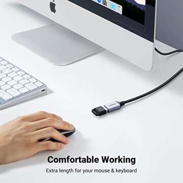 UGREEN 2 Pack USB Extension Cable, (3 FT+ 3 FT) USB Extender USB 3.0 Extension Cable Nylon Braided Compatible with Webcam, Camera, Phone, USB hub, Mouse, Keyboard, Printer, Hard Drive, Headset