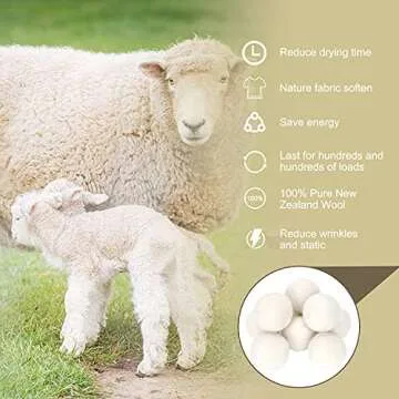 Kainga Recka Wool Dryer Balls, 9-Pack Organic Dryer Balls, 100% New Zealand Wool Handmade Chemical-Free Eco Dryer Balls - Laundry Reusable, Anti Static Reduces Clothes Wrinkles & Shorten Drying Time