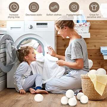 Kainga Recka Wool Dryer Balls, 9-Pack Organic Dryer Balls, 100% New Zealand Wool Handmade Chemical-Free Eco Dryer Balls - Laundry Reusable, Anti Static Reduces Clothes Wrinkles & Shorten Drying Time