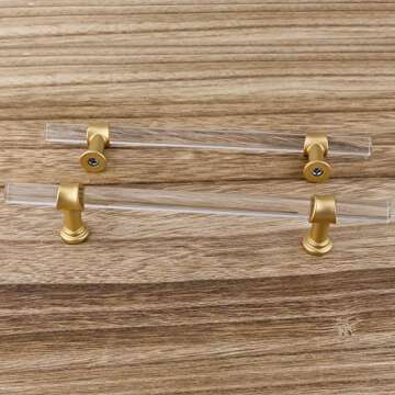 Haliwu Gold Acrylic Handles for Dresser and Cabinets 10 Pack