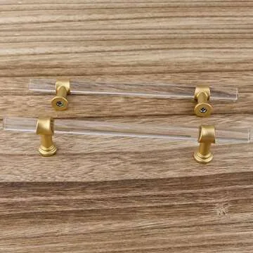Haliwu Gold Acrylic Handles for Dresser and Cabinets 10 Pack