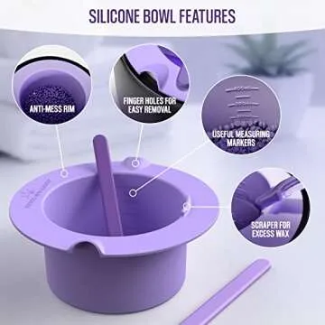 Tress Wellness Wax Warmer Silicone Liner (Purple) - Easy to Clean Silicone Wax Warmer Bowls with 2x ...
