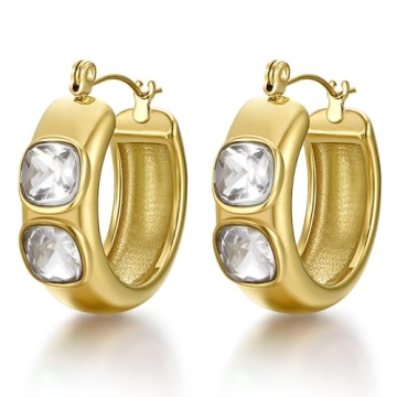 Affordable 18K Gold Plated Chunky Hoop Earrings