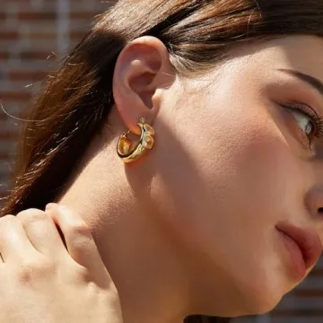 Affordable 18K Gold Plated Chunky Hoop Earrings