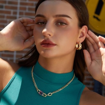 Affordable 18K Gold Plated Chunky Hoop Earrings