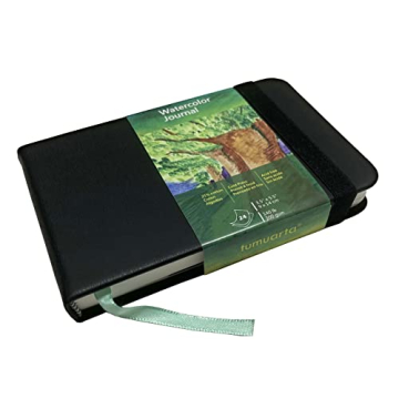 tumuarta Watercolor Journal, 3.5x5.5”, 140 LB, 300 GSM, Cotton Paper, Cold Press, 24 Sheets, 48 Pa...