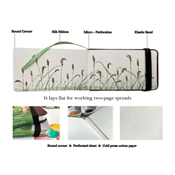 tumuarta Watercolor Journal, 3.5x5.5”, 140 LB, 300 GSM, Cotton Paper, Cold Press, 24 Sheets, 48 Pages, Watercolor Paper Sketchbooks for Use As Travel Notebook Mixed Media Pad On The Go
