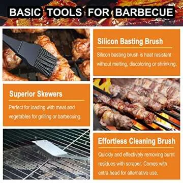 grilljoy 20PCS Heavy Duty BBQ Grill Tools Set - Extra Thick Stainless Steel Spatula, Fork& Tongs - Complete Barbecue Accessories Kit in Aluminum Storage Case - Perfect Grill Gifts for Men