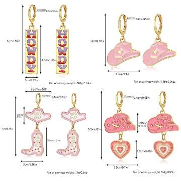 Cowgirl Earrings,9 Pairs Cowboy Boot Earrings,Western Cowgirl Boot Hat Dangle Earrings Gift (Cowgirl)