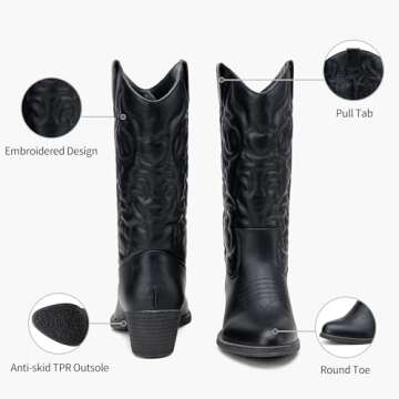 Vepose Women's Stylish Western Cowboy Boots for All Occasions