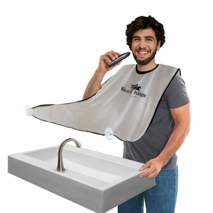Beard Apron & Hair Catcher - Non-Stick White Cape