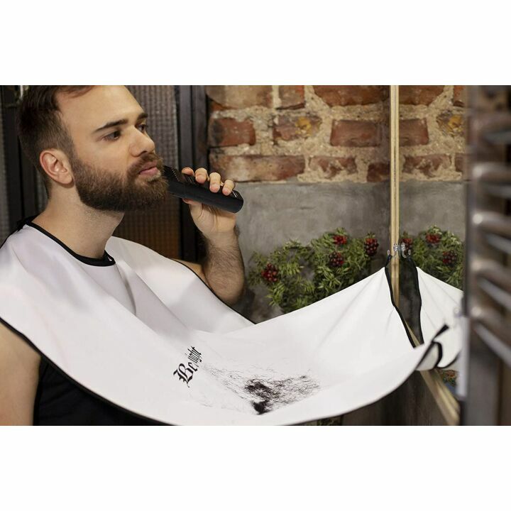 Beard Apron & Hair Catcher - Non-Stick White Cape