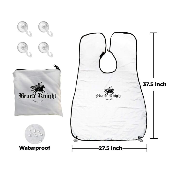 Beard Apron & Hair Catcher - Non-Stick White Cape