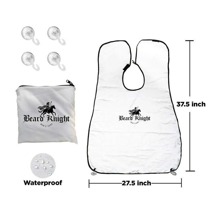 Beard Apron & Hair Catcher - Non-Stick White Cape