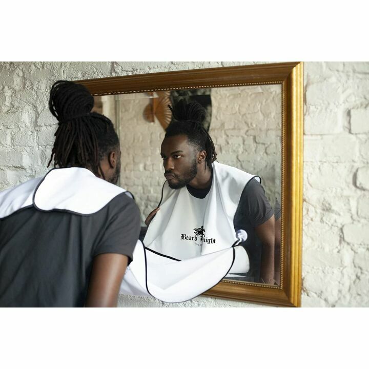 Beard Apron & Hair Catcher - Non-Stick White Cape