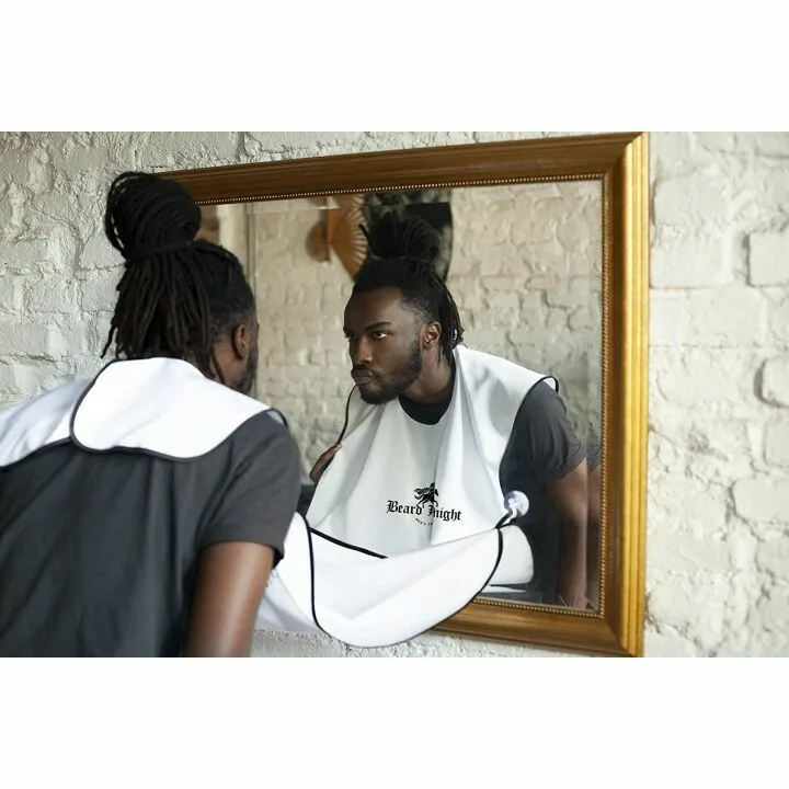 Beard Apron & Hair Catcher - Non-Stick White Cape