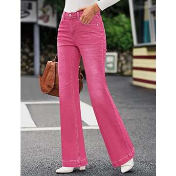 GRAPENT Womens Plus Size Jeans for Women Stretch High Waisted Flare Jeans Ripped Jeans Womens Stretc...