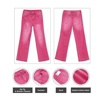 GRAPENT Womens Plus Size Jeans for Women Stretch High Waisted Flare Jeans Ripped Jeans Womens Stretch Jeans 70s Outfits for Womens Jeans Size 12 Wide Leg Pants for Women Color Hot Pink Size 14