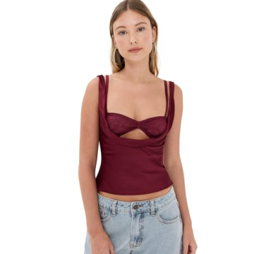 Lioness Women's Delilah Top - Elegant Burgundy Satin Blouse