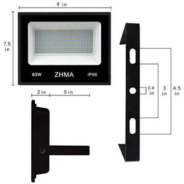 ZHMA 60W LED Black Light Flood Light with Plug,Black Light for Indoor and Outdoor Blacklight Party,B...