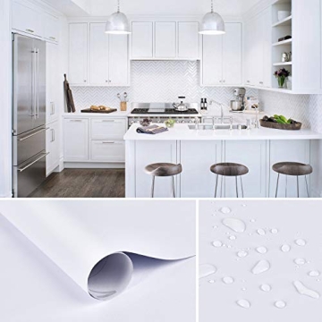 Mecpar White Peel Stick Wallpaper Thick Waterproof Self-Adhesive