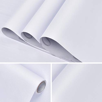 Mecpar White Peel Stick Wallpaper Thick Waterproof Self-Adhesive